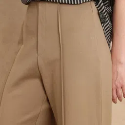 RAREISM Women Tailored Slim Fit High-Rise Pleated Trousers image 3