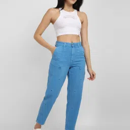 Allen Solly Blue Cotton Embroidered Mid Rise Jeans image 4