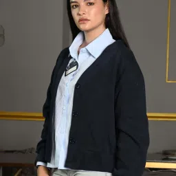 Odette Blue Plain Shirt with Jersey Coat image 4