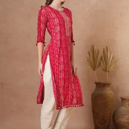 Fashor Red Regular Fit Printed Kurta image 4