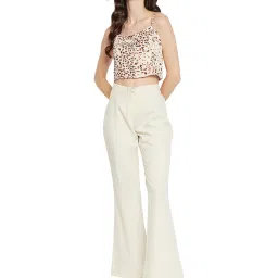 MADAME Off White Printed Crop Top image 4