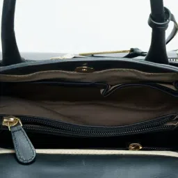 RI2K London Black Leather Medium Satchel Handbag image 4
