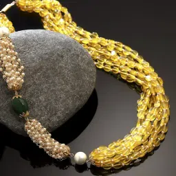 Dugran By Dugristyle Yellow & Cream White Opera Necklace-image-63