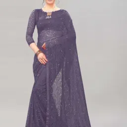 Satrani Purple Embellished Saree With Unstitched Blouse-image-35