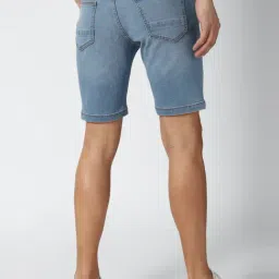 Peter England Blue Cotton Regular Fit Denim Shorts image 2