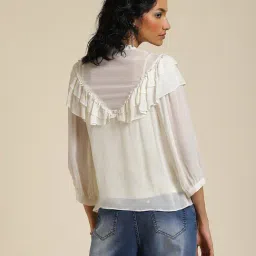 Label Ritu Kumar Ecru Self Design Shirt image 2