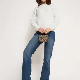 MADAME Off-White Self Pattern Sweater image 4