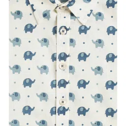 Campana Kids White & Blue Printed Shirt image 4