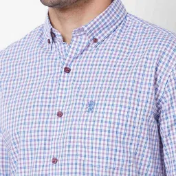 Giordano White Cotton Slim Fit Checks Shirt image 4