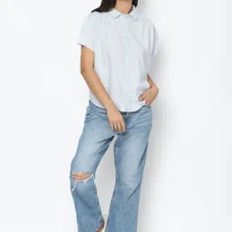American Eagle Outfitters Blue Cotton Shirt image 4