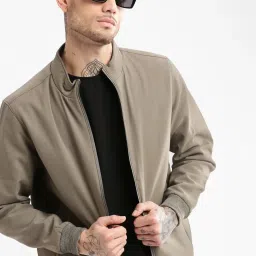 showoffff Showoff Olive Slim Fit Printed Bomber Jacket image 4