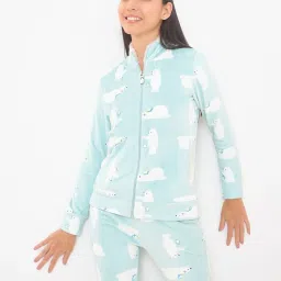 Sweet Dreams Green Fleece Graphic Full Sleeves Jacket and Pyjama image 4