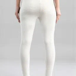 W White Cotton Plain Leggings (Pack of 2) image 4