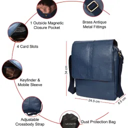 SASSORA Maya Blue Solid Medium Cross Body Bag image 4