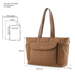 Fastrack Tan Textured Large Tote Handbag image 4