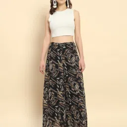 Trend Arrest Black Printed Flared Fit High Rise Palazzos image 4