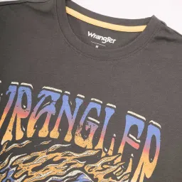 Wrangler Dark Grey Regular Fit Graphic Print Cotton Crew T-Shirt image 4