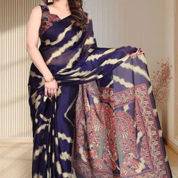 MAGNEITTA Striped Pure Chiffon Designer Saree image 3