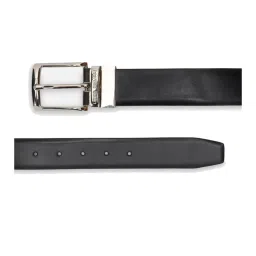 Louis Philippe Black Leather Solid Reversible Belt image 4
