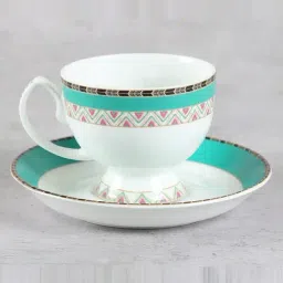India Circus by Krsnaa Mehta White Bone China Grace Artistry Cup & Saucer - Set of 6 (180 ml)-picture-15