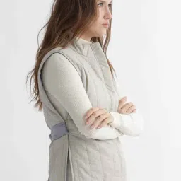 RAREISM Beige Polyester Solid Sleeveless Jacket image 3