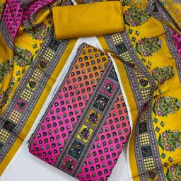 SWARNGANGA TEX Floral Printed Beads & Stones Silk Unstitched Dress Material-picture-21