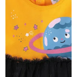 MINIKLUB Girls Orange & Black Printed Full Sleeves Dress with Bloomers image 5