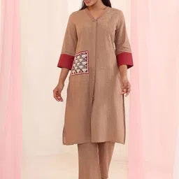 MISRI Women Solid Cotton Kurta with Palazzo-image-57