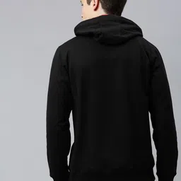 Roadster Men Black Solid Hooded Sweatshirt image 2