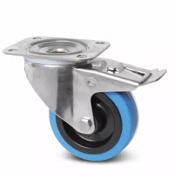 Tente Braked Swivel Castor Wheel, 160 Kg Capacity, 100 mm Wheel, 8377 UFD 100/34 P62 BLEU-image-4