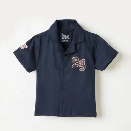 Blue Giraffe Boys Blue Cotton Shirt-picture-27