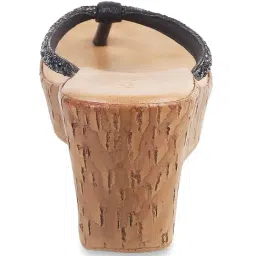 Mochi Women's Black Thong Wedges image 5