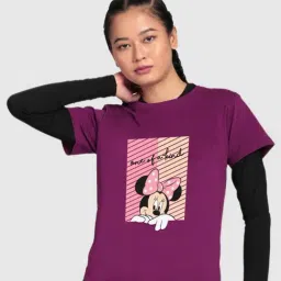 Bewakoof Purple Cotton Graphic Print T-Shirt-picture-33