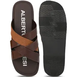 Alberto Torresi Men's 271 Trendy Non Stitched Brown Cross Strap Sandals image 5