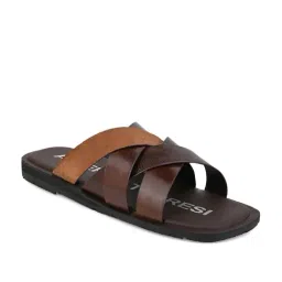 Alberto Torresi Men's 271 Trendy Non Stitched Brown Cross Strap Sandals image 2
