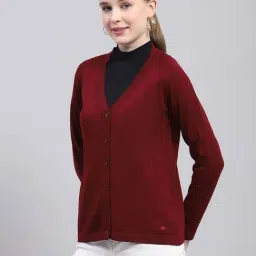 Monte Carlo Maroon Regular Fit Cardigan image 3