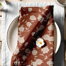 Vargottam Rust & Beige 12 Pieces Printed Cotton Reusable & Disposable Table Napkins image 3