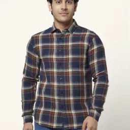 YU by Pantaloons Navy Cotton Slim Fit Checks Shirt-picture-21