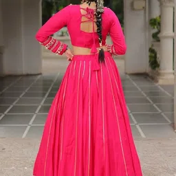 Livewear Embroidered Mirror Work Ready to Wear Lehenga & image 3