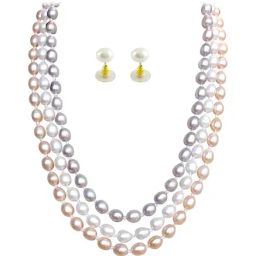 Sri Jagdamba Pearls Golden Necklace & Earring Set-picture-20