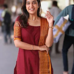 Snofi Creation Square Neck Pure Cotton Straight Kurta With Dupatta image 4