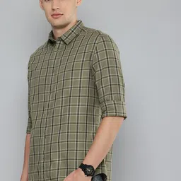 Flying Machine Men Slim Fit Tartan Checks Pure Cotton Casual Shirt-image-4