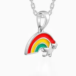 GIVA Girls 925 Silver Rhodium-Plated Geometric Cute Rainbow Pendant with Chain image 4