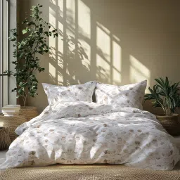 GRES Home 120TC 100% Cotton Super King Bedsheet with 2 Pillow Covers - Brown image 1