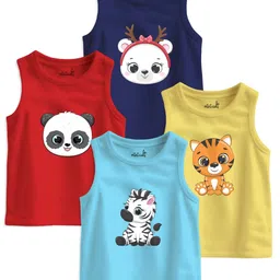 minicult Unisex Cotton Baby Vest (Pack of 4) (Multicolor) image 1
