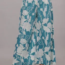 Bahe Kurtiz Floral Printed Round Neck Pure Cotton A-line Kurta With Palazzos image 2