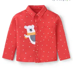 Babyoye 100% Cottton Knit Full Sleeves Polar Bear Printed Shirt - Red-picture-28