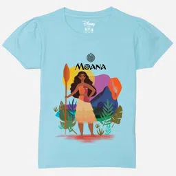 Wear Your Mind Cotton Disney Moana Featuring Half Sleeves Character Printed Tee - Sky Blue-picture-16