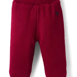 Yellow Apple Knit Full Length Solid Colour Fleece Pant - Maroon-picture-20