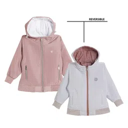 OKANE Woven Full Sleeves Reversible Hooded Jacket With Patch Detailing - Dark Peach-image-18